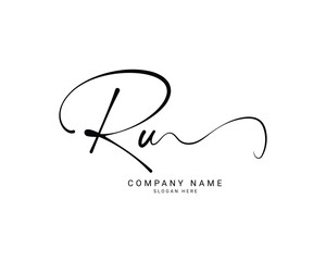 ru r u initial letter handwriting and signature logo