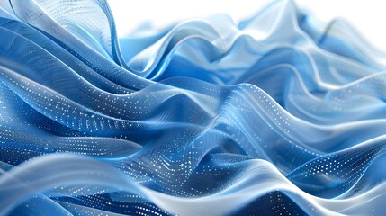 Obraz premium Abstract Flowing Blue Fabric with Dots