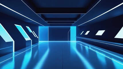 Obraz premium blue corridor in building