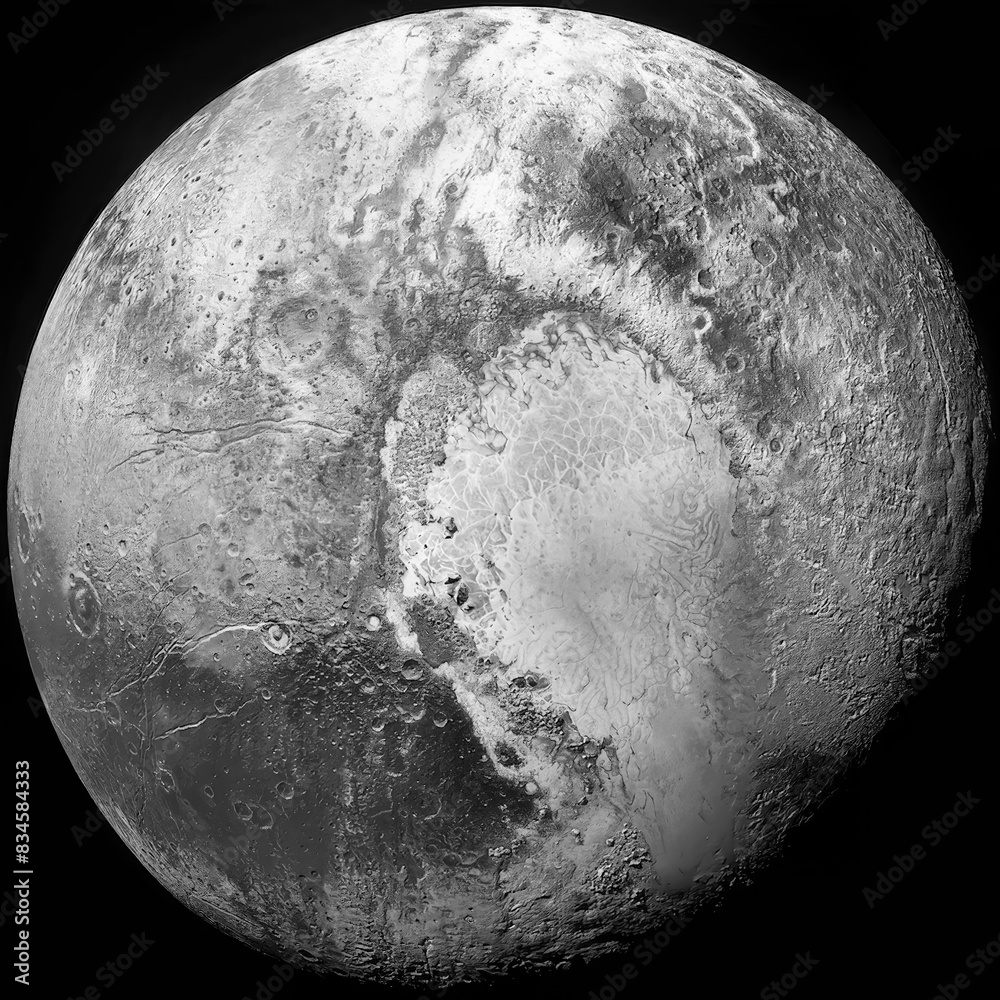 Wall mural planet pluto orbiting in outer space. high definition image.