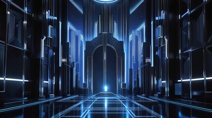 abstract blue tunnel