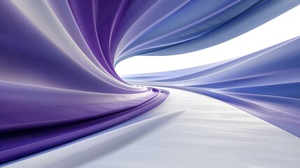  A purple and white tunnel with three white floors