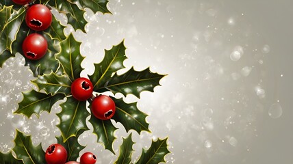Granater Ai  A close-up of a holly branch adorned with vibrant red berries.