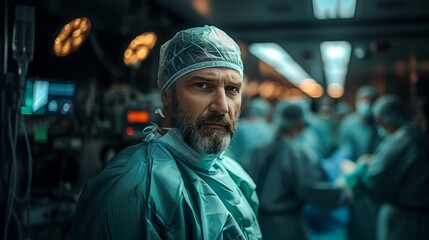 Portrait of a male surgeon in an operating room