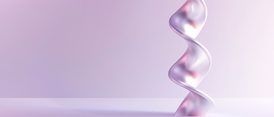 Abstract Twisting Sculpture with Soft Pink Gradient Background
