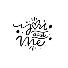Romantic Handwritten Typography You and Me, perfect for lovethemed design projects