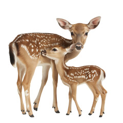Fototapeta premium Baby deer and mother deer, cute deer animal