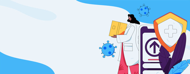 Medical characters fighting the epidemic flat vector concept operation hand drawn illustration
