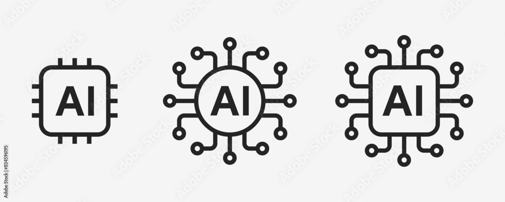 Wall mural artificial intelligence ai processor chip vector icon symbol. ai system icon illustration vector