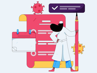 Medical characters fighting the epidemic flat vector concept operation hand drawn illustration
