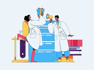 Medical characters fighting the epidemic flat vector concept operation hand drawn illustration
