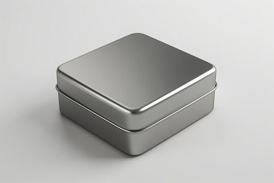 3D render of a metal box mockup can be used for multipurpose