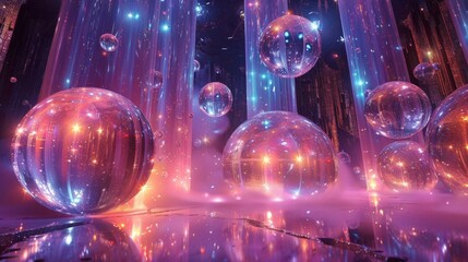 Enchanting Crystal Labyrinth Dreams - Abstract Composition of Surreal Fantasy World with Shimmering Crystals and Intricate Patterns