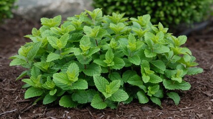 Fresh Mint Ice Cream Delight - Mint Leaves Over Mint Ice Cream Scoop