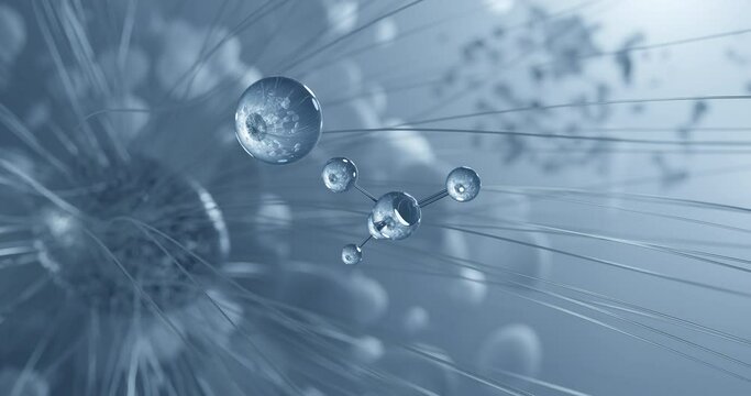 Potassium bisulfite rotating molecular 3d structure ball-and-stick model, looped video e228