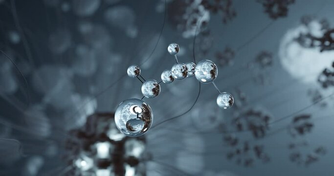 Calcium bisulfite rotating 3d molecule, molecular structure of e227, seamless video