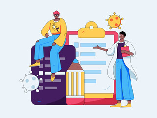 Medical characters fighting the epidemic flat vector concept operation hand drawn illustration
