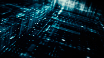 Futuristic screen display matrix, hi-tech digital data telemetry with encrypted numbers, display dynamic background for computer desktop screen display format