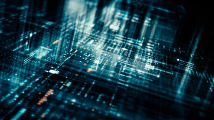 Futuristic screen display matrix, hi-tech digital data telemetry with encrypted numbers, display dynamic background for computer desktop screen display format