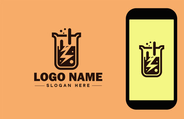 lab beaker icon Glass beaker Chemical flask Laboratory flask flat logo sign symbol editable vector