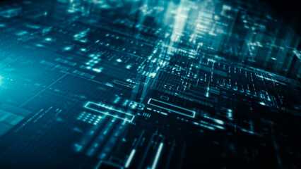 Futuristic screen display matrix, hi-tech digital data telemetry with encrypted numbers, display dynamic background for computer desktop screen display format