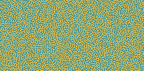 Organic seamless pattern in vector. Seamless green turing pattern on yellow background.