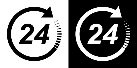 ofvs601 OutlineFilledVectorSign ofvs - 24 hours vector icon . isolated transparent . black outline filled version . AI 10 / EPS 10 . g11944