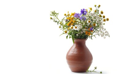A vase with flowers isolate on white background