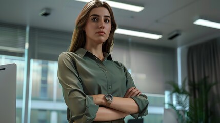 Obraz premium Portrait of Successful Businesswoman Inside Office