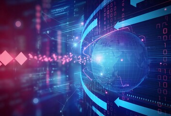 Obraz premium Global Digital Network: Futuristic Technology and Data Connections