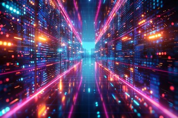 Fototapeta premium Cyber Security Data Transfer illustration created with Generative AI