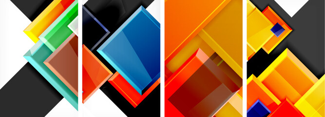 Color glass glossy square composition poster set for wallpaper, business card, cover, poster, banner, brochure, header, website