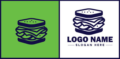 sandwich icon Sub Hoagie Grinder flat logo sign symbol editable vector