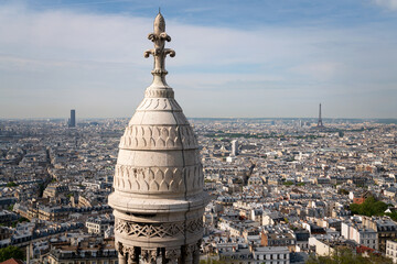 Panoramic view of the city and the Eiffel Tower from the observation deck on the dome of the...