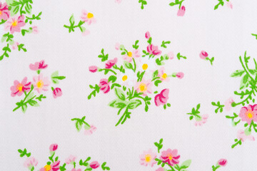 Colorful cotton fabric with flower pattern for background or texture