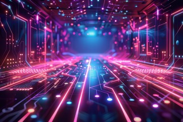 Fototapeta premium Cyber Security Data Transfer illustration created with Generative AI