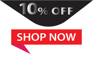 10 Percent Discount, 10% Off Shop Now. Up to 10% Discount Price tag for business promotion poster, banner, sticker, graphic design, icon, logo, sign, social media website coupon vector illustration.