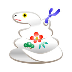 白蛇の土鈴　松竹梅