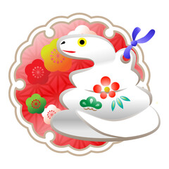 白蛇の土鈴　雪輪