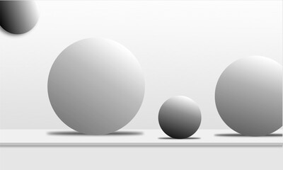 black and white vector design of several balls with black and white gradation and modern interior concept