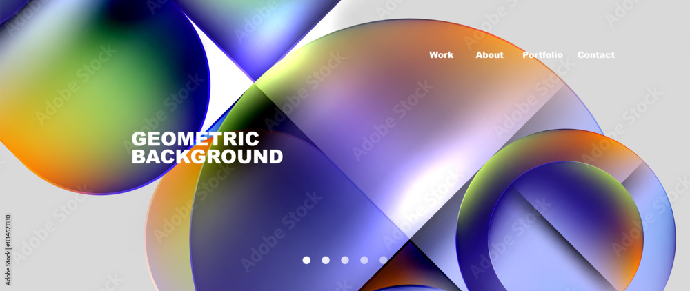 Aufkleber bright colorful squares with round elements minimal geometric background. vector illustration for wa