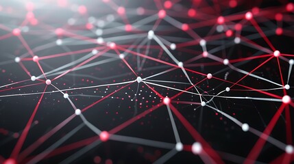 Obraz premium Modern tech background with red and white dots connected in an intricate plexus network