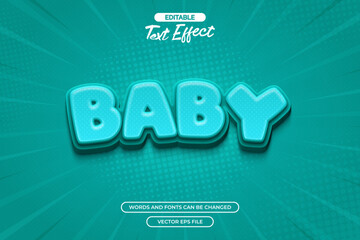 baby with 3d blue editable text effect