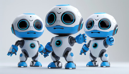 Obraz premium Three robots are smiling and giving thumbs up by AI generated image