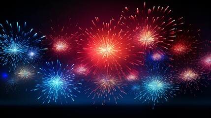 Fototapeta premium Independence Day Celebration. Abstract burst of light with red and blue colors on black background.