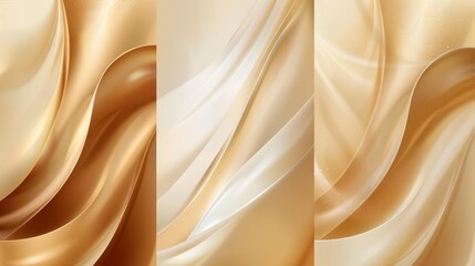 Fototapeta premium gold and white backgrounds, topped with wavy, flowing lines; bottom halves repeated