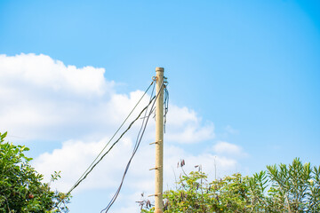 rope on a electric pole