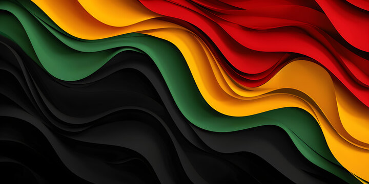 Abstract Black History Month background with red, yellow, green, and black colors, representing the celebration and culture of African American heritage....