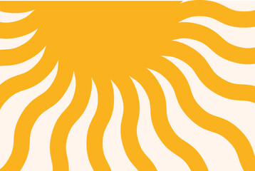 Groovy retro abstract sun backgrounds. Organic doodle shapes in trendy naïve hippie style. Contemporary poster print banner template. vector illustration in yellow colors
