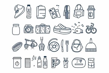 Fototapeta premium Minimalist line art of everyday objects, perfect for modern design projects.